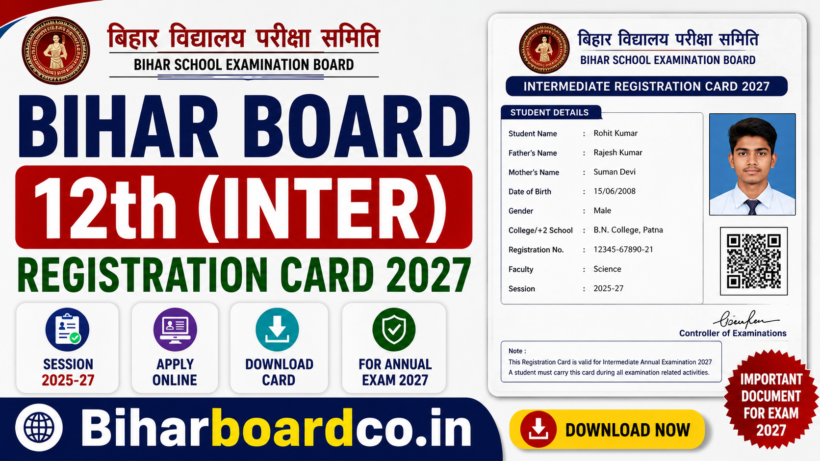 Bihar Board 12th Registration Card 2027