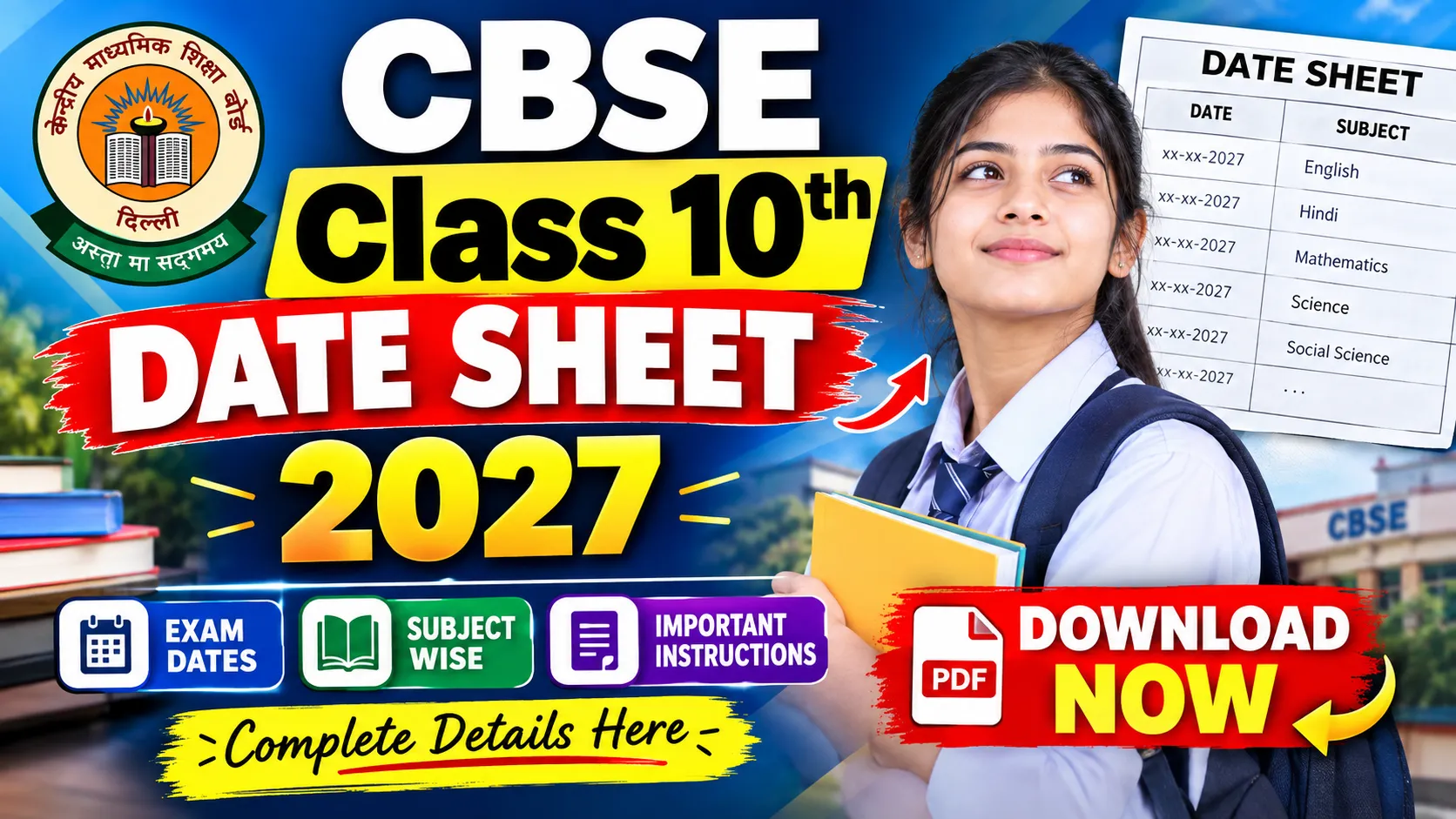 CBSE Class 10th Date Sheet 2027